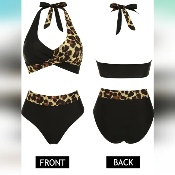 2 Piece High Waisted Halter Bikini - Picture 5 of 8